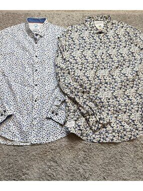 A Fish Named Fred Lot of 2 Shirts Butterflies Floral Mens Size XL US Long Sleeve